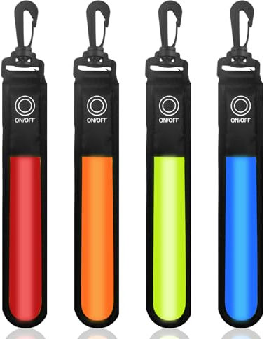 Joyan 4 pcs Pendentifs Réfléchissants LED Clignotants, Lumiere Sac a Dos avec 3 Modes pour Enfants Cartable, Randonnée, Course, Jogging Courir en Toute sécurité - Pendentif Sport réfléchissant