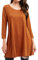 Enmain Orange Tunic Top for Women Causal Long Sleeve Longline Blouse Swing Tunic Top Loose Blouse T Shirt Round Neck Stretch Comfortable Holiday L