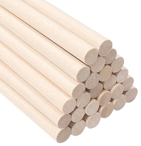 26/20 Pièces Batonnet en Bois, Baguette Bois, Baton en Bois, Tige en Bois, pour Faire de L'artisanat, des Décorations et du Bricolage (30cm x 6mm)