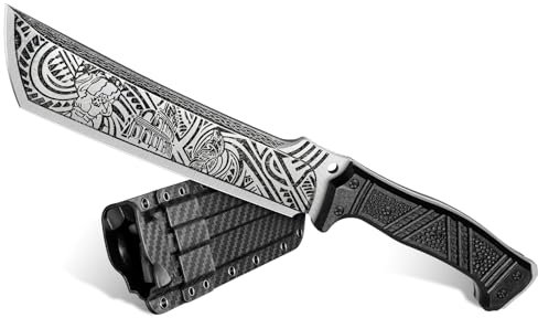 SMITH CHU Großes Outdoor Messer Machete scharf echt für Garten,Bushcraft Messer für Wald,Jagdmesser Feststehende Klinge,Full Tang Survival Messer mit Scheide,Geschenke für Männer