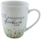 Kaffeebecher/Tasse aus Porzellan, Motiv: Wiese, Heute ist ein guter Tag, um glücklich zu sein, Größe H/Ø: 10 x 8 cm, Fassungsvermögen 250 ml, Spülmaschinengeeignet.