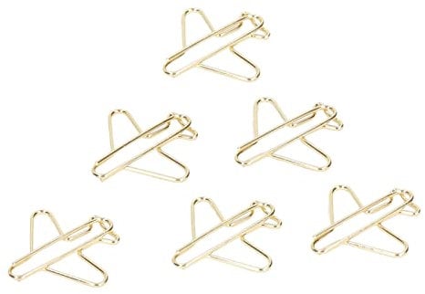 Airplane Shaped Paper Clips, 100 Pcs Metal Paperclips Rust Proof Gold Paper Clamps with Box for Files Classification or Bookmarks in Office School