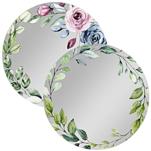 YANGSHINE Magnetischer Spindspiegel, 15,2 cm, rund, Blumenmuster, dekorativer Spiegel, bruchsicherer Acryl-Spiegel für Schule, Fitnessstudio, Spind, Büro, Schränke, Kühlschrank, Werkstatt,