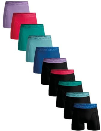 Muchachomalo Herren Boxershorts 10er-Pack, Uni, Baumwolle, Elastischer Bund
