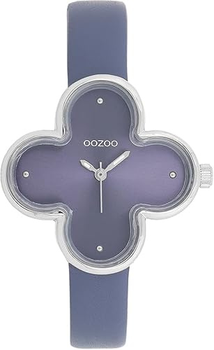 Oozoo Timepieces Damen Uhr in Gold I Armbanduhr Damen mit Lederarmband I Moderne Uhr für Frauen I Edle Analog Damenuhr in Kleeblattform 32x32mm Gehäuse C11520