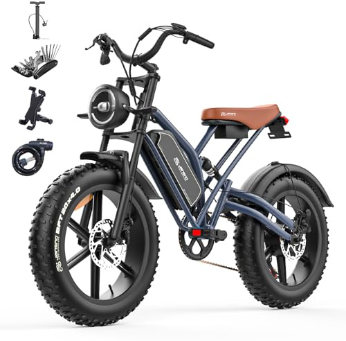 X50 20'' Fat Tyres Electric Bike for Adults, 250W 48V17Ah E-bike up to 80KM | 816Wh Removable Battery, Full Suspension Electric Bicycle with Brake Light & NFC Card, CE Off-Road Ebike for Adults commuting