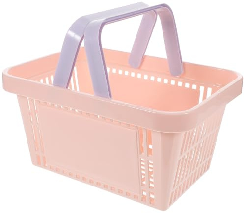 jojofuny Pink Plastic Handheld Fruit and Vegetable Storage Basket with Comfortable Use and No Burr Feature, Sturdy Pp Material Suitable for Home and Housewarming