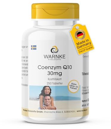 Coenzym Q10 30mg - 250 Tabletten - schluckfreundlich - CoQ10 Tabletten - vegan - Großpackung | Warnke Vitalstoffe - Deutsche Apothekenqualität
