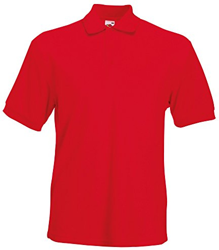 Fruit of The Loom Mens 65/35 Heavyweight Pique Short Sleeve Polo Shirt (3XL) (Red)