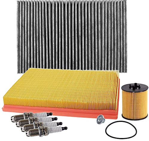 BESTPRICE Inspektionspaket Filterset mit 1x Luftfilter, 1x Innenraumfilter (Pollenfilter) mit Aktivkohle, 4x Zündkerze Kompatibel mit OPEL ASTRA G (T98), ZAFIRA A (T98),