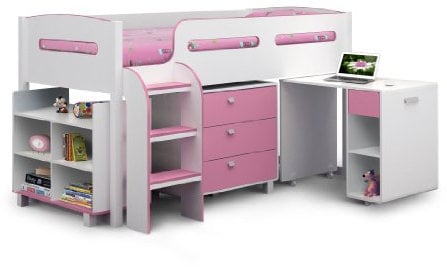 Julian Bowen Kimbo Hochbett, Weiß/Rosa, Einzelbett