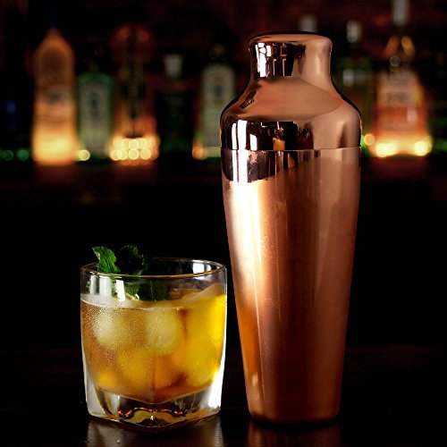 Mezclar Copper Plated Art Deco Cocktail Shaker 17.5oz / 500ml - Vintage Cocktail Making Equipment