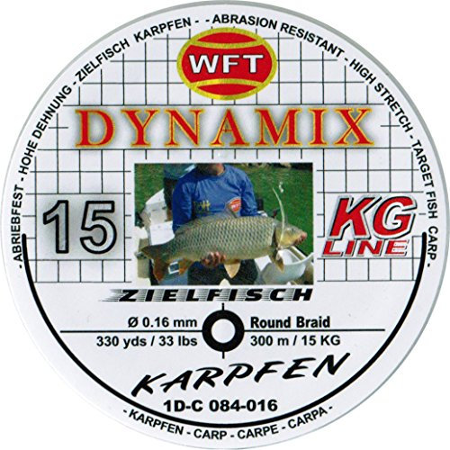 WFT Round Dynamix Karpfen Black, 300m geflochtene Schnur zum Karpfenangeln, Angelschnur, Karpfenschnur, Durchmesser/Tragkraft:0.16mm / 15kg Tragkraft