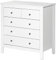 HOMCOM Modern Chest of Drawers, 5 Drawer Storage Cabinet with Metal Handles and Runners for Bedroom, White