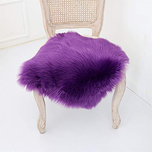 Martin Kench Faux Lammfell Sitzkissen, Schaffell Sitzauflage Longhair Fell Optik Nachahmung Wolle Sofa Matte (Violett,45 x 45 cm)