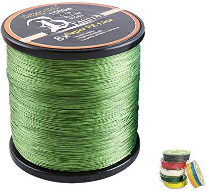 LSHEL Geflochtene Angelschnur 8fach 1000m PE Super Starke Geflochtene Schnüre, Armee-Grün, 3.0# 0.28mm/18.14kg/40lb