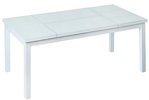 LOLAhome Mesa de Centro elevable para Exterior de Cristal y Aluminio Blanca, de 120x60x48 cm