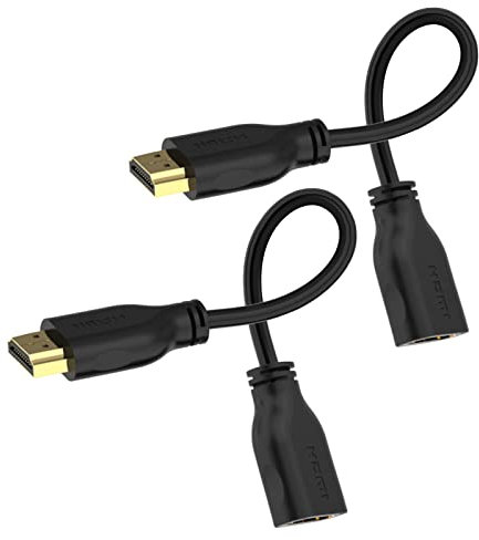 LEENUE HDMI Extension Cable 4K 18cm HDMI Extender Male to Female Short Cable Adapter Compatible TV Stick, PS5, PS4, HDTV, Monitor, 2 Pack