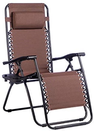 Enrico Coveri Sedia Sdraio Relax Reclinabile Con Cuscino Imbottito E Portaoggetti, Struttura In Textilene E Acciaio Con Tubolare Rinforzato, Perfetta Per Casa e Giardino (Marrone)