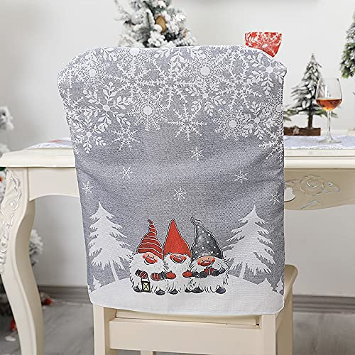 KHBNHJ Weihnachtsstuhlhussen Dekor, Weihnachts-Sitzbezüge, Weihnachtsstuhlrückenabdeckungen, Dekorationen für Weihnachten, Esszimmer, Küche, Party, Dekoration, Grau, 4 Stück