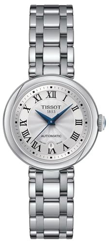 Tissot Bellissima Damen-Automatikuhr, 316L-Edelstahlgehäuse, Schweizer Automatikuhr, grau, Edelstahl, 5 (T1262071101300), GRAU, Stilvoll
