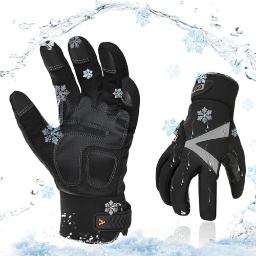 Vgo... 1 Paar Winter Mechaniker Handschuhe, Sicherheit- Arbeitshandschuhe für Kühllager oder Gefrierschrank, wasserdicht, Touchscreen, w/3M Thinsulate Futter, -20℃/-4°F(SL8777FW)