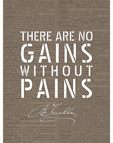 Artery8 Dictionary Page Quote Benjamin Franklin Pains Gains Large Wall Art Poster Print Thick Paper 18X24 Inch Buchseite Zitieren Mauer Posterdruck