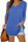iChunhua Ladies Soft Basic V Neck Long Sleeve Tops Tee Shirt T-Shirt Blue XX-Large