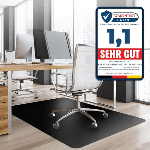 Bodenschutzmatte Bürostuhl, Schreibtischstuhl Unterlage transparent, Unterlage Schreibtisch Schutzmatte, Bodenschutzmatten für Bürostühle, 75 x 120 cm für Hartböden (Schwarz)