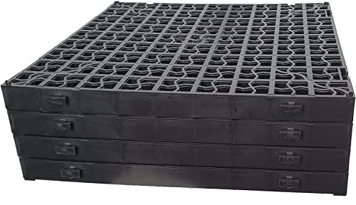 HomeXpress 4 x Black Plastic Paving/Driveway/Grass Grids | 1 Square Metre Drainage Mat/Lawn Turf Protector | Shed/Greenhouse Base