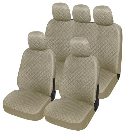 Auto Accessori Lupex - A21 Coprisedili auto universali, colore Beige, set fodere protezione sedili anteriori e posteriori, no suv