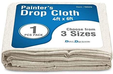 Paquete de 1: lona multiusos de algodón de 4 x 6 pulgadas, lona grande para suministros de arte, paño de caída para suministros de pintura/tela de lona de pintura o funda de sofá y funda de muebles de