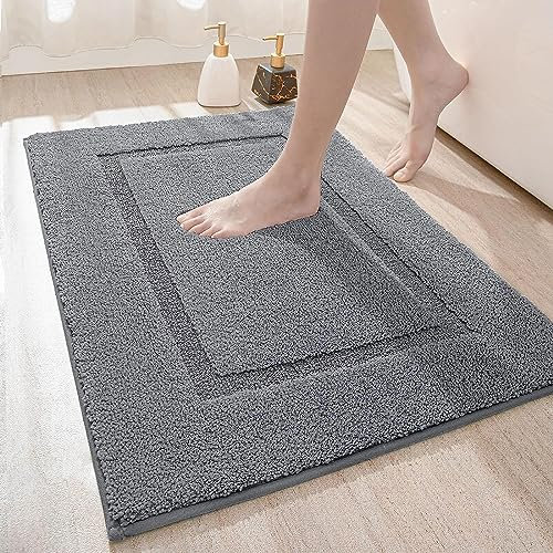 DEXI Badezimmerteppich 60 x 90 cm, Badteppich rutschfest Waschbar, weicher Badematte, Mikrofaser Absorbent Badvorleger, Badematten für Badewanne, Duschraum und Badezimmer, Grau