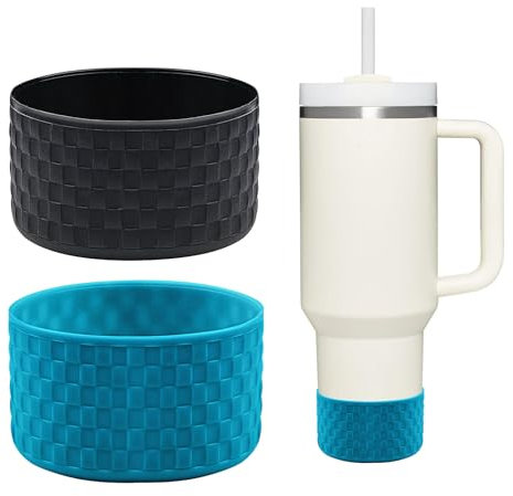 HEYSKAY 2pcs Protective Flask Silicone Boot Base for Stanley Quencher Adventure 40oz & Stanley IceFlow 20oz 30oz Tumbler, and Compatible with 12-24oz Hydro Sport Water Bottles,Yeti and More