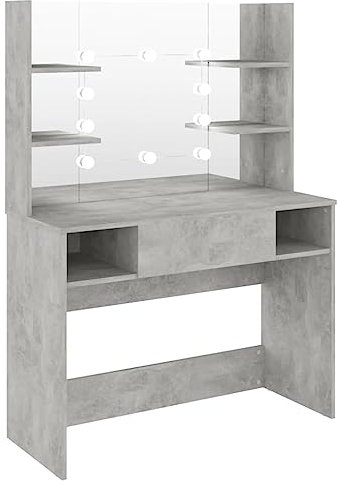 vidaXL Schminktisch mit LED-Beleuchtung 100x40x135 cm MDF Betongrau