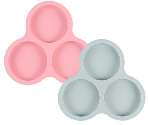 NUZAMAS 2 unidades freidora de aire, molde de huevo, silicona frita, antiadherente, 3 huecos, moldes de silicona para hornear panecillos de Hamburgo, freidora de aire, accesorios