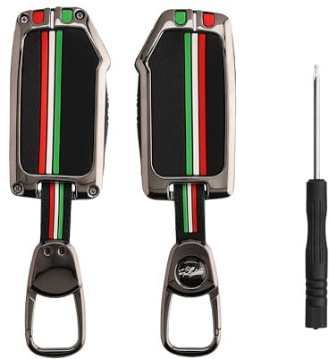 kwmobile Auto Schlüsselhülle kompatibel mit Kia 3-Tasten Smart Key Autoschlüssel Hülle - Smart Key Metallrahmen mit Silikon Case - Italien Streifen