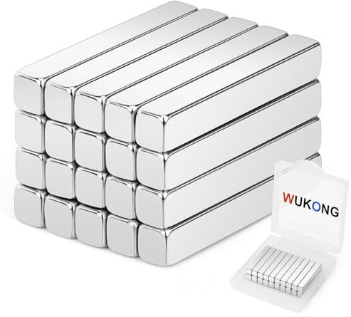 Wukong 25x4x4mm Small Bar Magnets - 20 Pieces Strong Rare Earth Magnets for Refrigerators, Whiteboards, Bulletin Boards, Offices, Homes and Creative DIY Scenes