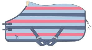 netproshop Pferdedecke Fleece Abschwitzdecke Rising Star gestreift Gr. 75-125, Groesse:85, Farbe:blau-rot