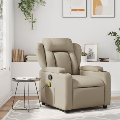 Gecheer Massagesessel Elektrisch, Verstellbar Fernsehsessel Relaxsessel Ruhesessel Liegesessel Cappuccino Kunstleder