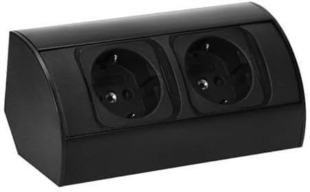 Praktische Eck-Steckdose 2X Schuko, Aluminium, für Küche, Bad, Wohnzimmer, Möbel. Doppelsteckdose ideal für Küchen-Arbeitsplatte als Aufbau-Unterbau-Steckdose. (2 Fach Steckdose)