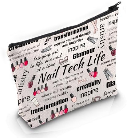 Generic Nail Technician Gift Nail Tech Supplies Nail Tech Life Makeup Zipper Pouch for Nail Artist (Nail Tech Bag)