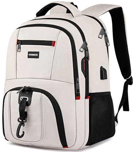 YIORMIOR Schulrucksack Jungen Mädchen Teenager Rucksack Herren Damen für 15,6 Zoll Laptop Rucksack Arbeit Wasserdicht Business Daypacks mit USB