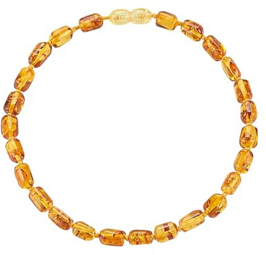 ELEGAMBER Baltische Bernstein Schmuckset, Halskette und Armband, Mehrfarbiger Bernstein in Gelb und Braun (Cognac, 45cm)