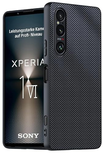 Tawarror Handyhülle für Sony Xperia 1 VI Hülle, Kohlefaser Design Silikon TPU Schutzhülle für Sony Xperia 1 VI, Ultra Dünn Carbon Fiber Textur Handytasche Case Stoßfest Kratzfest rutschfest, Schwarz