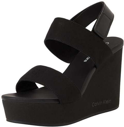 Calvin Klein Sandali da donna Wedge Webbing in Yw0yw01790 con zeppa, Black Triple Black, 40 EU