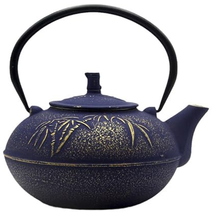 YJX 84.6oz/2500ml Big Cast Iron Tea Kettle for 5 to 8 Persons, Teapot with Stainless Steel Infuser, Cast Iron Teapot with Enamel Interior for Stovetop Safe (2500ml Purple Teapot with Bamboo Pattern)