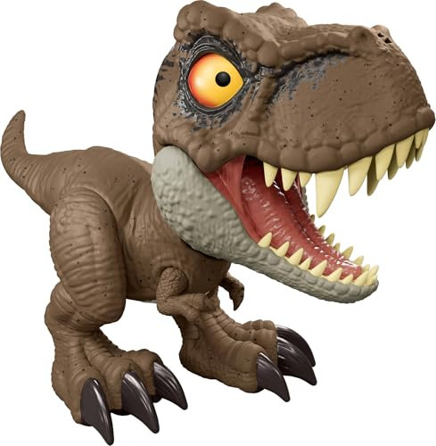 Mattel Jurassic World Brüllkommando Tyrannosaurus Rex Dinosaurierfigur mit Aufnahme- und Abspielfunktion, schwanzaktivierter Angriff mit Brüllgeräusch, JCW01, [Mehrfarbig]