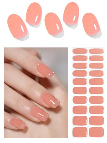 Wahrshei Unghie Gel Adesive UV | Pompelmo Smalto Adesivo Gel UV | 20 PCS Pellicola per Unghie Autoadesiva | Adesivi per unghie in gel, Impacchi di Smalto Gel per Unghie