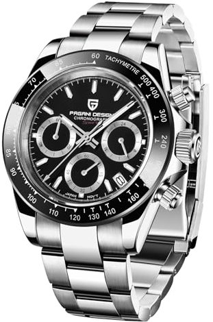 Pagani Design Herrenuhr VK63 Uhrwerk Chronograph Daytona Keramik Lünette Hommage Quarz Uhr wasserdichte Sport Edelstahl Gummiband Herrenuhren